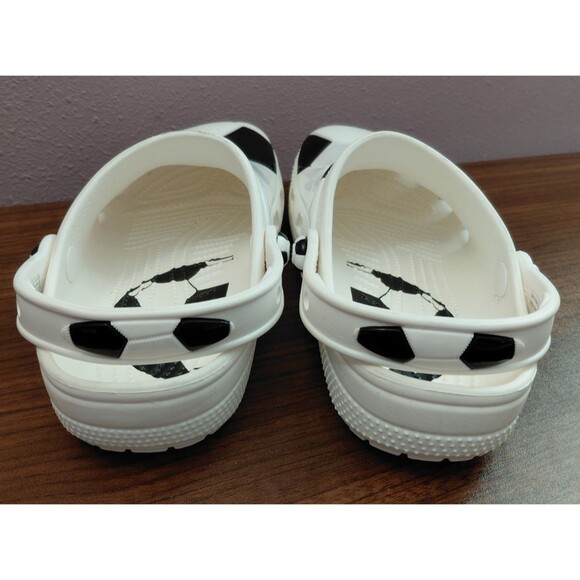 CROCS Classic Black/White Soccer Ball Slip On Clogs Big Kids Size J5 - Picture 4 of 9